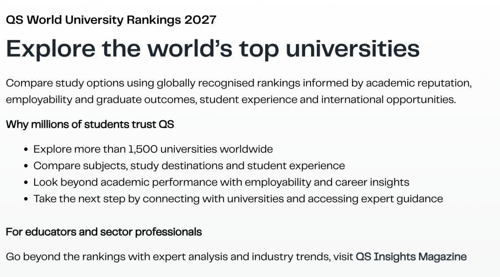 2027 QS Australian university rankings Top 100